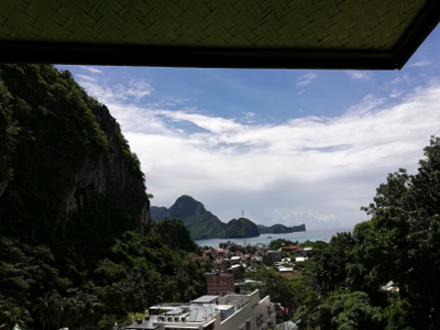 View from upper level Sea view of the town